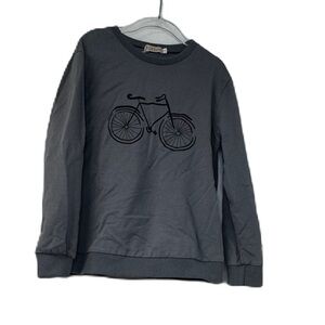 Tottini girls sz 7 gray bike logo crewneck sweatshirt casual fun winter fall